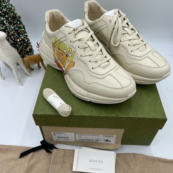 Men’s Gucci Rython cat logo print sneakers size 10.5 made in Italy - Picture 4 of 10